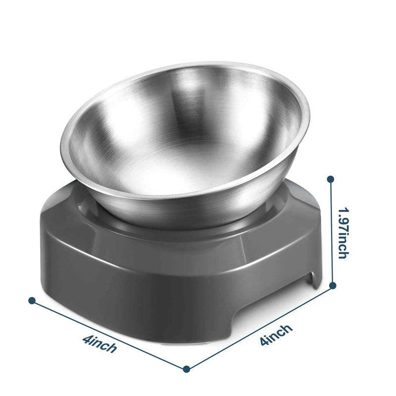 Elevated Stainless Steel Cat Bowl — Anti-Vomit Tilted Design, Non-Slip Base