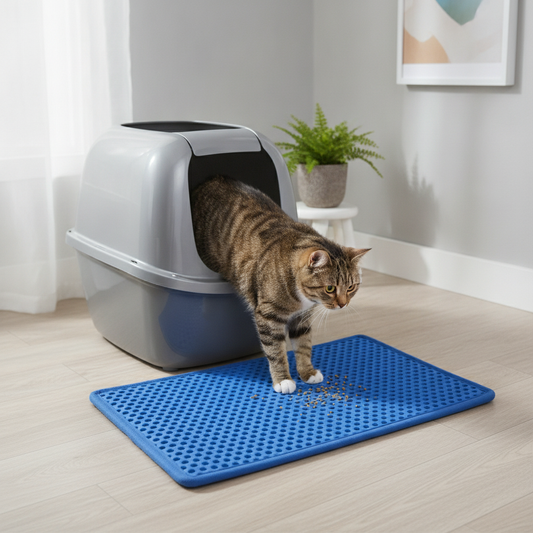 Honeycomb Cat Litter Mat — Double-Layer, Waterproof, Traps Litter (21"×14")