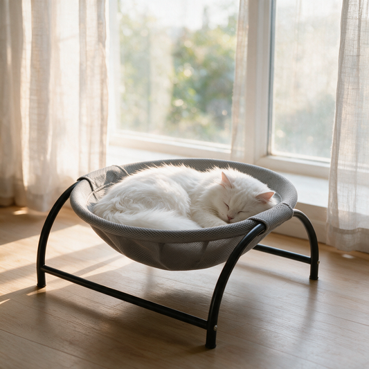 Elevated Cat Hammock Bed — Free-Standing, Breathable Mesh, Detachable & Washable