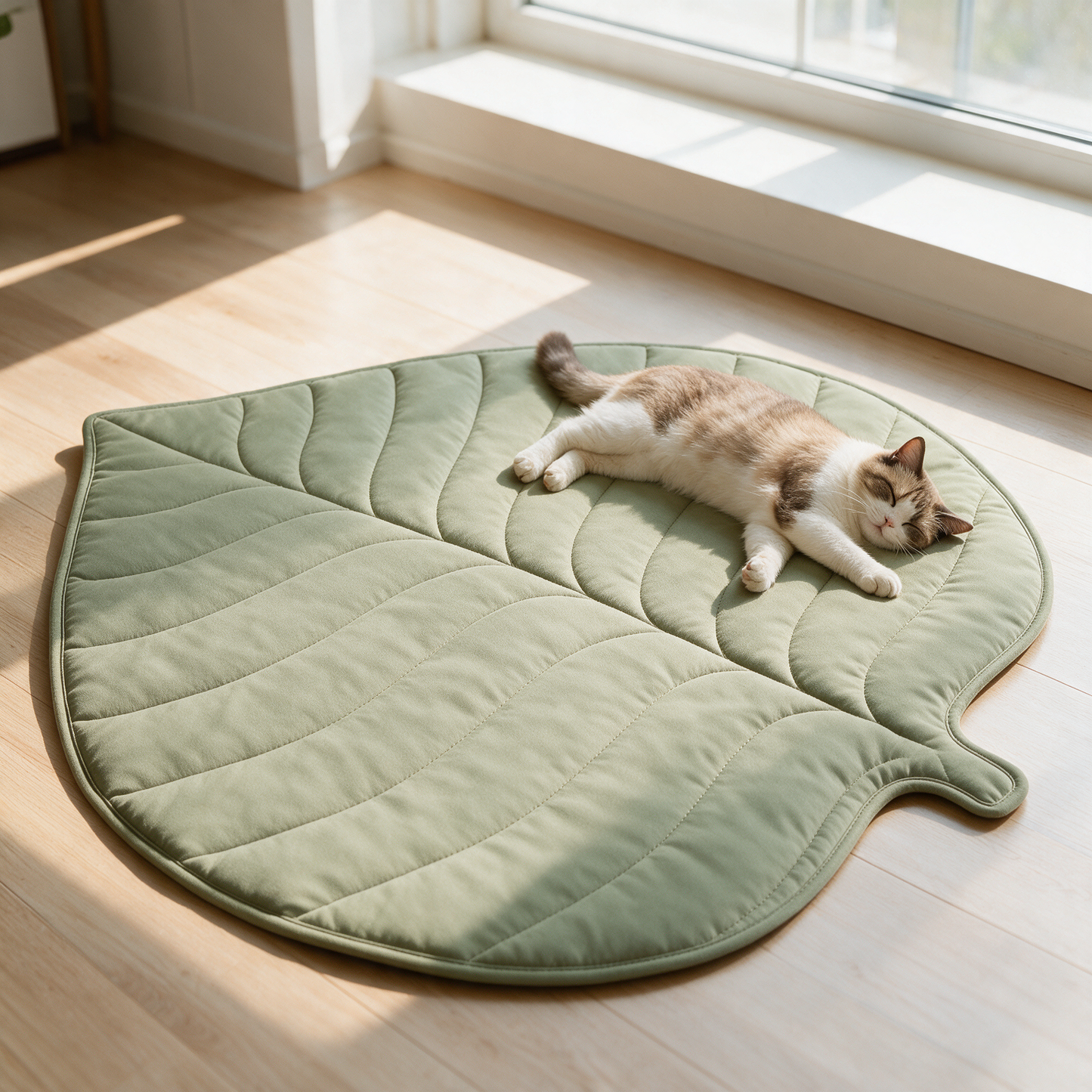 Leaf Cooling Mat for Cats — Double-Sided Cooling & Plush, Washable, Non-Slip (48"×51")