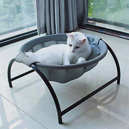 Elevated Cat Hammock Bed — Free-Standing, Breathable Mesh, Detachable & Washable