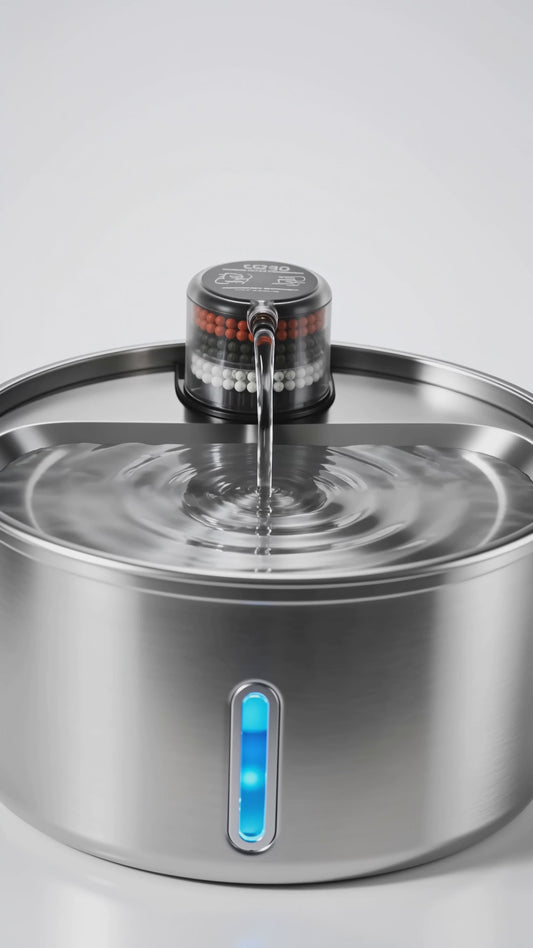 PureFlow Stainless Steel Cat Water Fountain — Automatic, Ultra-Quiet, 5-Stage Filtered (3.2L)