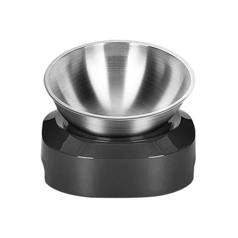 Elevated Stainless Steel Cat Bowl — Anti-Vomit Tilted Design, Non-Slip Base