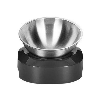 Elevated Stainless Steel Cat Bowl — Anti-Vomit Tilted Design, Non-Slip Base