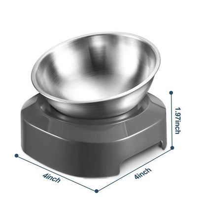 Elevated Stainless Steel Cat Bowl — Anti-Vomit Tilted Design, Non-Slip Base
